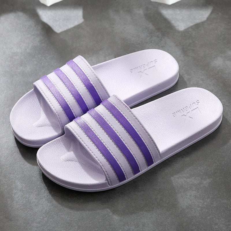 White Stripes Slippers For Women And Men Bathroom Slippers Home Shoes - AMIR BAGS INDIA PRIVATE LIMITED