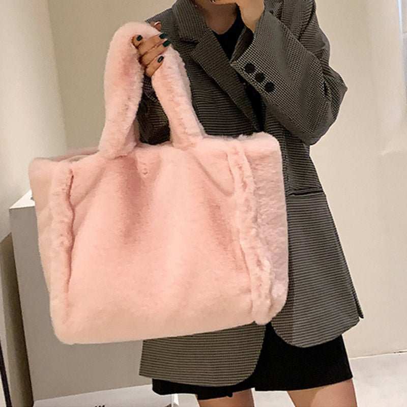 Winter Bags Chain Plush Handbag Totes Women Shoulder Bag - AMIR BAGS INDIA PRIVATE LIMITED