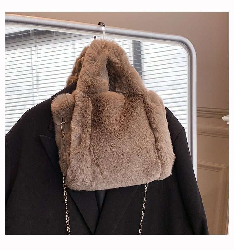 Winter Bags Chain Plush Handbag Totes Women Shoulder Bag - AMIR BAGS INDIA PRIVATE LIMITED