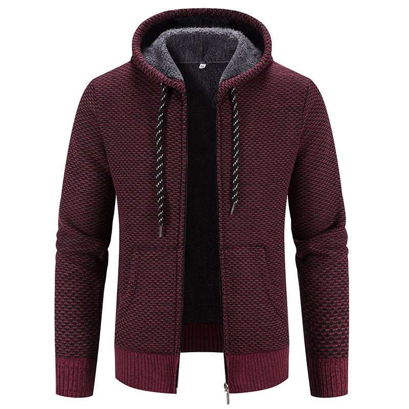 Winter Coat Zipper Closure Solid Color Long Sleeves Drawstring With Hat Keep Warm Casual Thicken Plush Sweater Coat For Daily - AMIR BAGS INDIA PRIVATE LIMITED