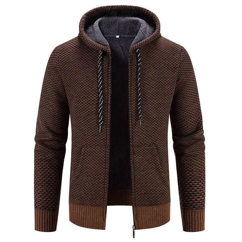 Winter Coat Zipper Closure Solid Color Long Sleeves Drawstring With Hat Keep Warm Casual Thicken Plush Sweater Coat For Daily - AMIR BAGS INDIA PRIVATE LIMITED