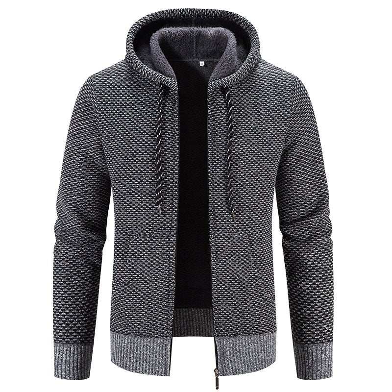 Winter Coat Zipper Closure Solid Color Long Sleeves Drawstring With Hat Keep Warm Casual Thicken Plush Sweater Coat For Daily - AMIR BAGS INDIA PRIVATE LIMITED