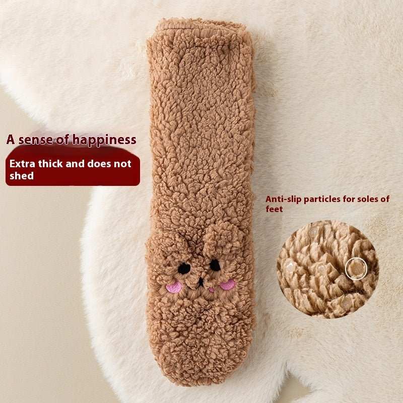 Winter Floor Socks Velvet Thicken Warm Coral Velvet Cute Socks Japanese - style Home Footwear Non - slip Socks New Year Gifts Winter Gadgets - AMIR BAGS INDIA PRIVATE LIMITED