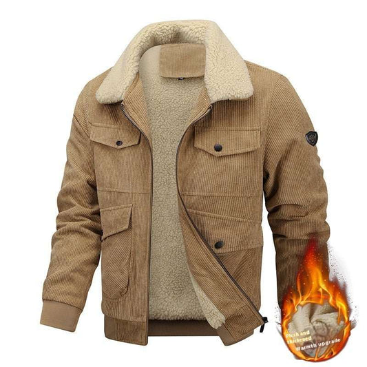 Winter Lapel Fleece Jacket With Pockets Warm Thicken Cotton Coat Men's Clothing - AMIR BAGS INDIA PRIVATE LIMITED