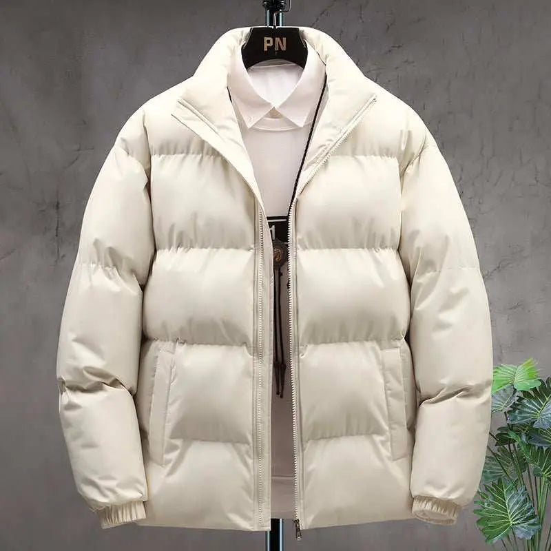 Winter Stand - collar Cotton Coat Couple Casual Warm Plus Velvet Thicken Solid Color Jacket For Men's Clothing - AMIR BAGS INDIA PRIVATE LIMITED