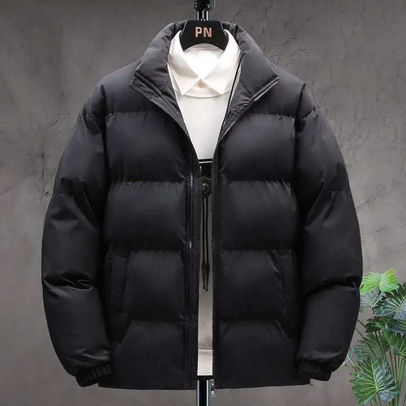 Winter Stand - collar Cotton Coat Couple Casual Warm Plus Velvet Thicken Solid Color Jacket For Men's Clothing - AMIR BAGS INDIA PRIVATE LIMITED