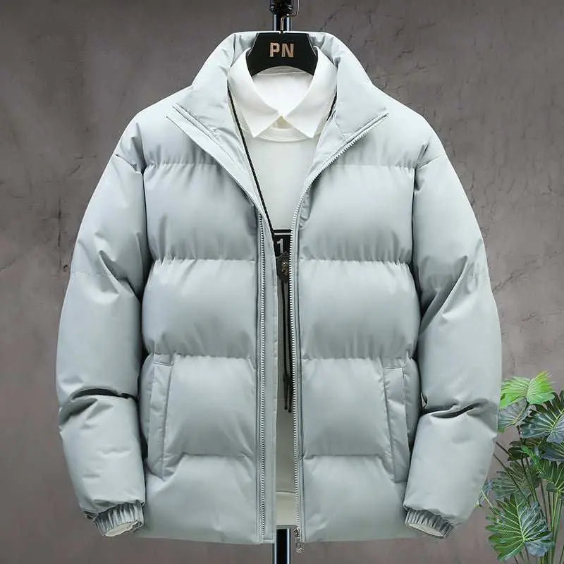 Winter Stand - collar Cotton Coat Couple Casual Warm Plus Velvet Thicken Solid Color Jacket For Men's Clothing - AMIR BAGS INDIA PRIVATE LIMITED