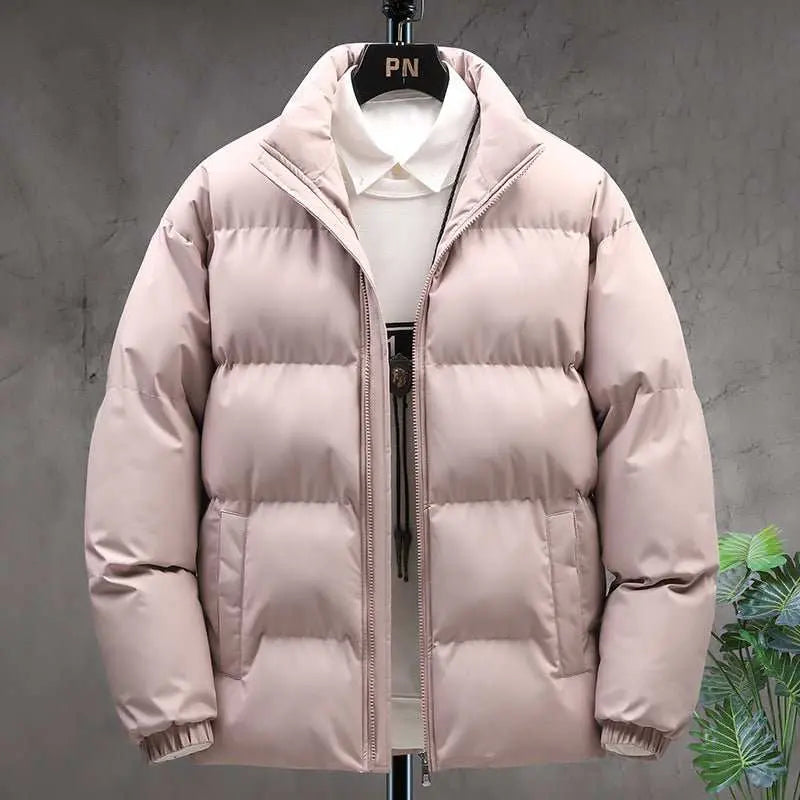 Winter Stand - collar Cotton Coat Couple Casual Warm Plus Velvet Thicken Solid Color Jacket For Men's Clothing - AMIR BAGS INDIA PRIVATE LIMITED