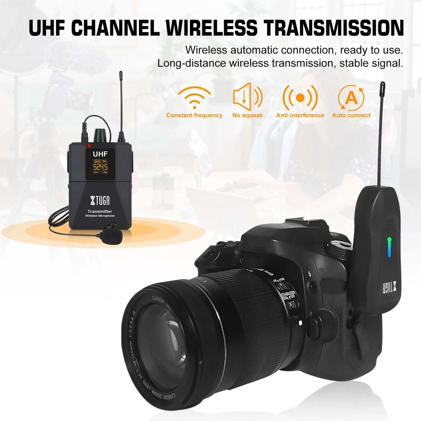 Wireless Lavalier Microphone Audio Monitor System for Camera Mic UHF Wireless Lapel Smartphones DSLR Cameras Interviews - AMIR BAGS INDIA PRIVATE LIMITED