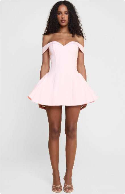 Women's Black And White Patchwork Summer Dress Y2K Trend Slash Neck Backless Sweet Girl Chic Ruched Mini Bodycon Streetwear - AMIR BAGS INDIA PRIVATE LIMITED