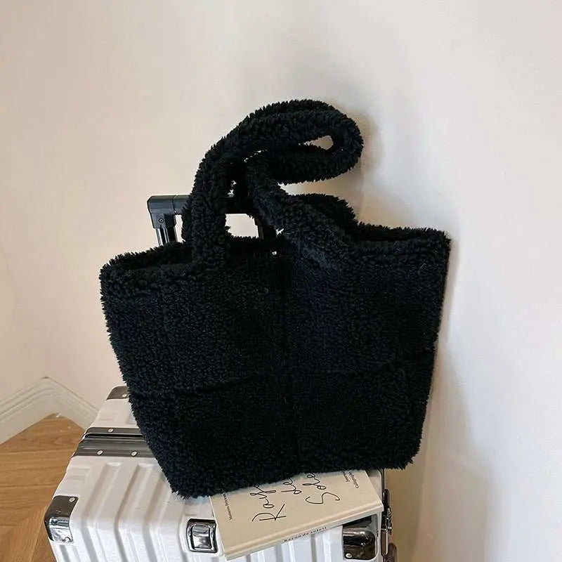 Women's Designer Luxury Plush Bag Winter Fashion Cute Tote Handbags Large Capacity Portable Single Shoulder Furry Bags - AMIR BAGS INDIA PRIVATE LIMITED