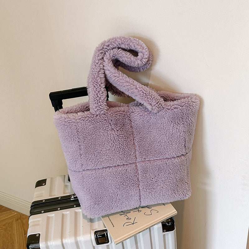 Women's Designer Luxury Plush Bag Winter Fashion Cute Tote Handbags Large Capacity Portable Single Shoulder Furry Bags - AMIR BAGS INDIA PRIVATE LIMITED