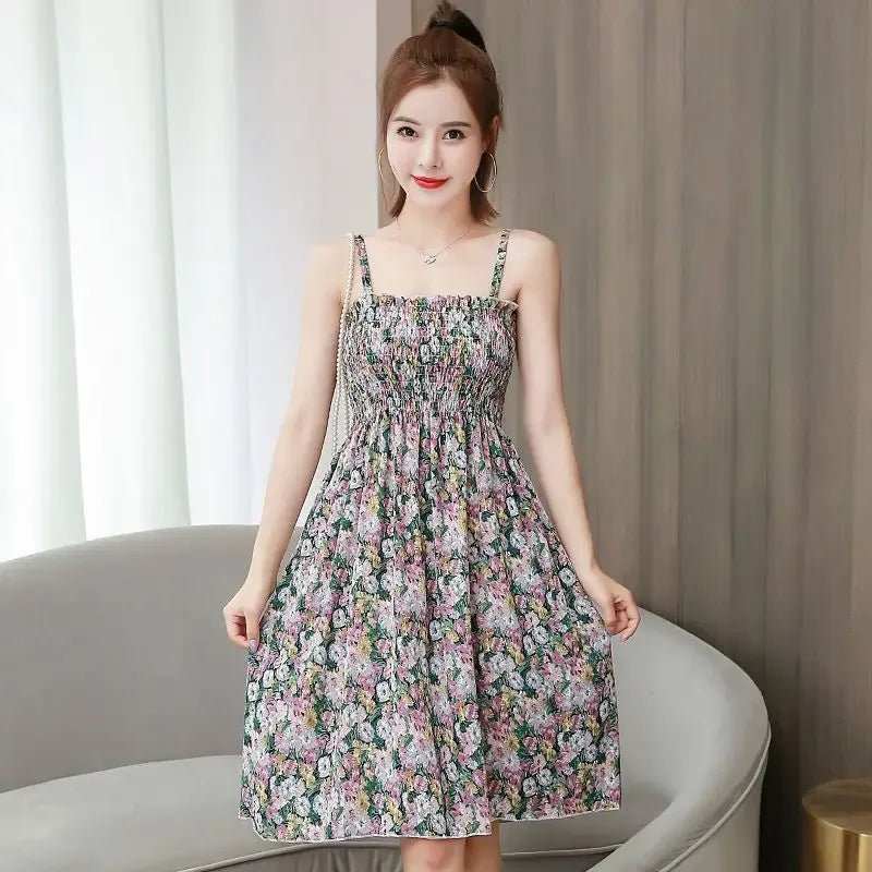 Women'S Dress Short Female Dresses Flower Floral Mini Sleeveless off Shoulder on Promotion Loose Harajuku Vintage Aesthetic Xxl - AMIR BAGS INDIA PRIVATE LIMITED