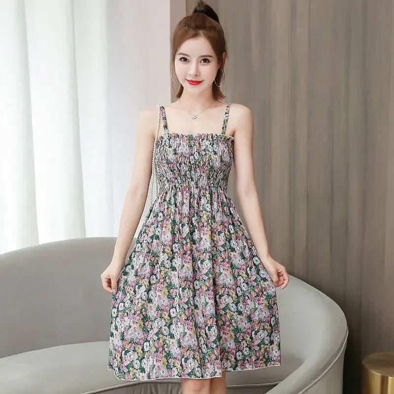 Women'S Dress Short Female Dresses Flower Floral Mini Sleeveless off Shoulder on Promotion Loose Harajuku Vintage Aesthetic Xxl - AMIR BAGS INDIA PRIVATE LIMITED