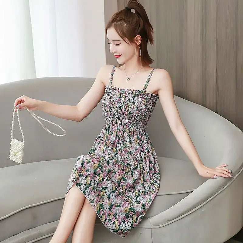 Women'S Dress Short Female Dresses Flower Floral Mini Sleeveless off Shoulder on Promotion Loose Harajuku Vintage Aesthetic Xxl - AMIR BAGS INDIA PRIVATE LIMITED