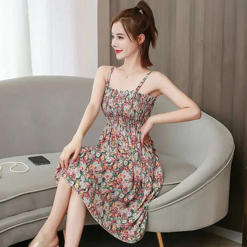 Women'S Dress Short Female Dresses Flower Floral Mini Sleeveless off Shoulder on Promotion Loose Harajuku Vintage Aesthetic Xxl - AMIR BAGS INDIA PRIVATE LIMITED