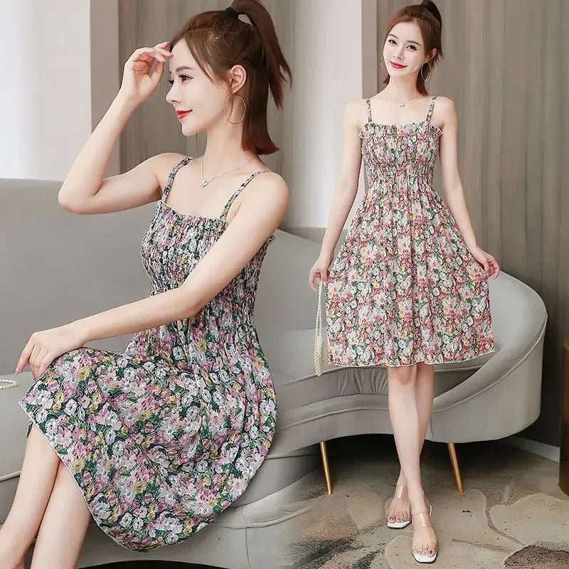 Women'S Dress Short Female Dresses Flower Floral Mini Sleeveless off Shoulder on Promotion Loose Harajuku Vintage Aesthetic Xxl - AMIR BAGS INDIA PRIVATE LIMITED