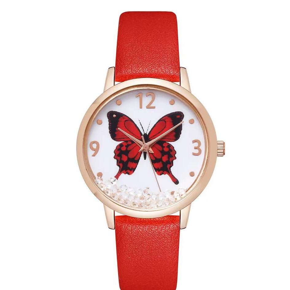 Women's Fashion Numbers Rhinestone Butterfly Quartz Watch - AMIR BAGS INDIA PRIVATE LIMITED