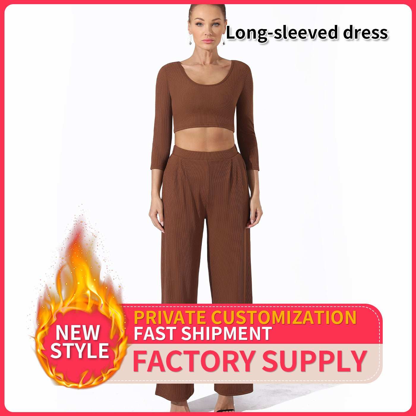 Women's Fashion Simple Solid Color Top Pants Set - AMIR BAGS INDIA PRIVATE LIMITED