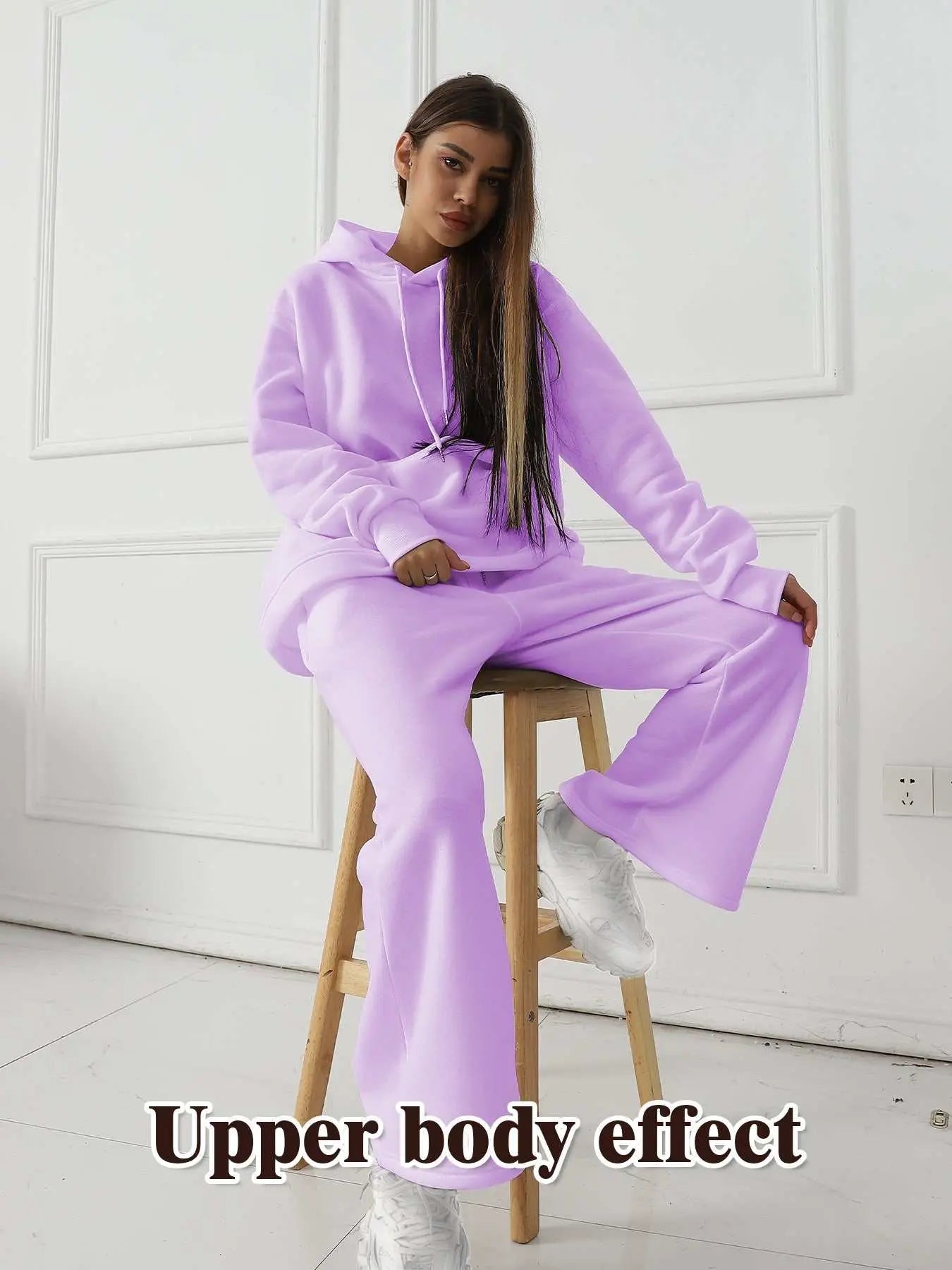 Women's Fashionable Casual Solid Color Long Sleeved Sweatshirt Set - AMIR BAGS INDIA PRIVATE LIMITED