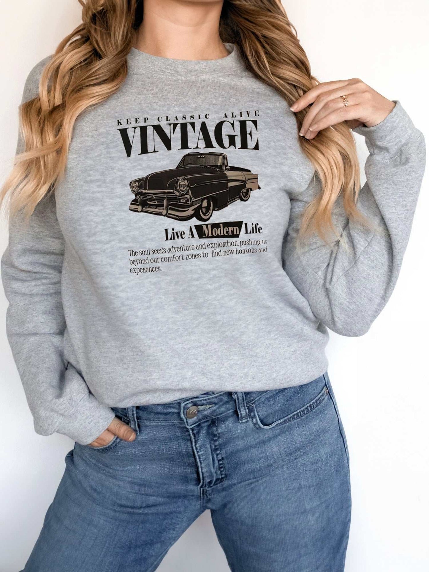 Women's Fashionable Solid Color Printed Long Sleeved Sweatshirt - AMIR BAGS INDIA PRIVATE LIMITED