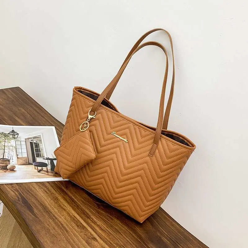 Women's Fashionable Wave Pattern Diamond Plaid Embroidered Shoulder Bag - AMIR BAGS INDIA PRIVATE LIMITED