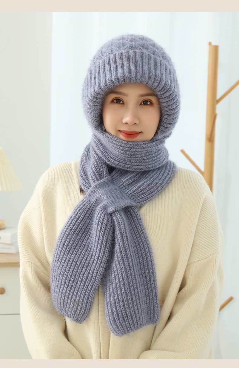 Women's Fleece - lined Scarf And Hat Winter Warm Knitted Hat Scarf - AMIR BAGS INDIA PRIVATE LIMITED