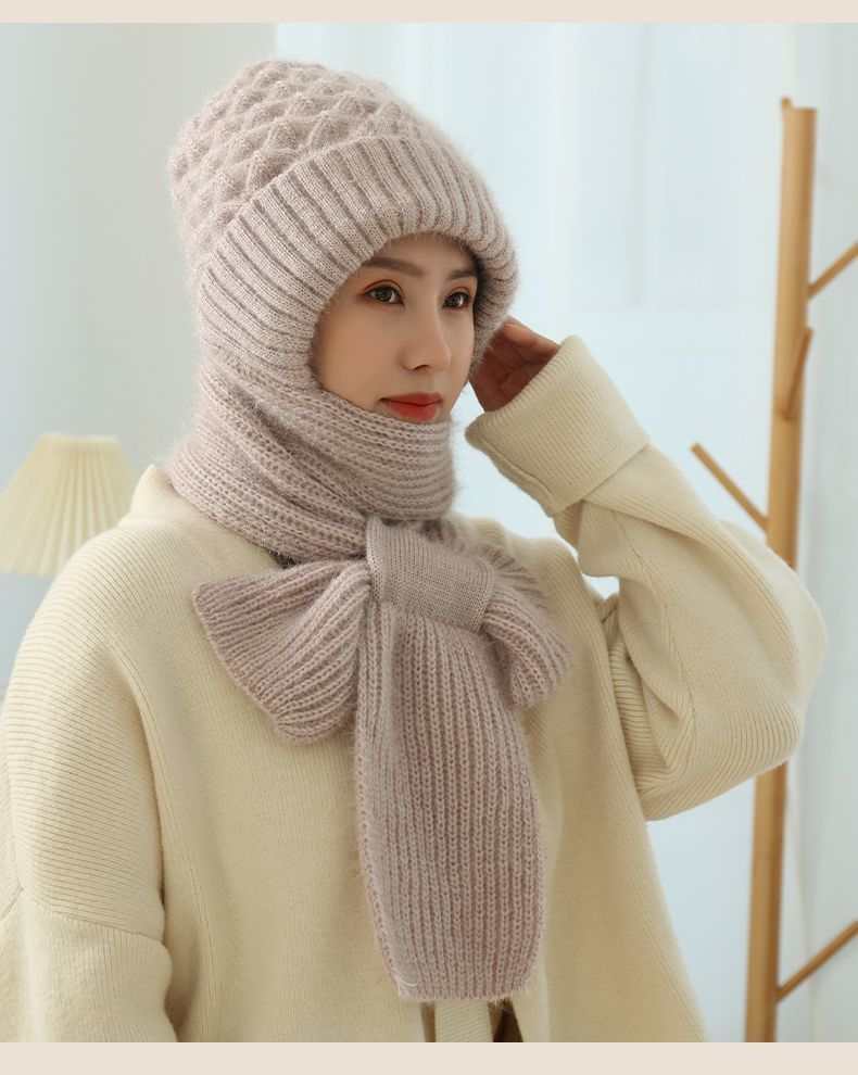 Women's Fleece - lined Scarf And Hat Winter Warm Knitted Hat Scarf - AMIR BAGS INDIA PRIVATE LIMITED