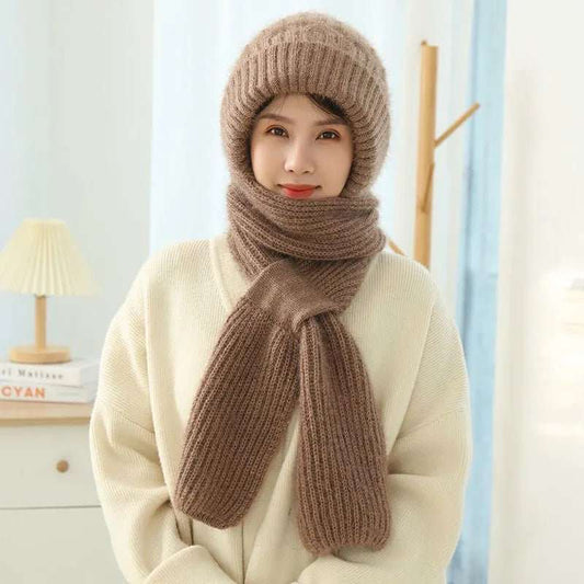 Women's Fleece - lined Scarf And Hat Winter Warm Knitted Hat Scarf - AMIR BAGS INDIA PRIVATE LIMITED