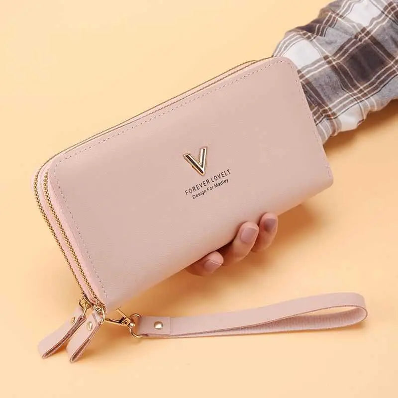 Women's Handbag Long Double Layer Zipper Large Capacity - AMIR BAGS INDIA PRIVATE LIMITED