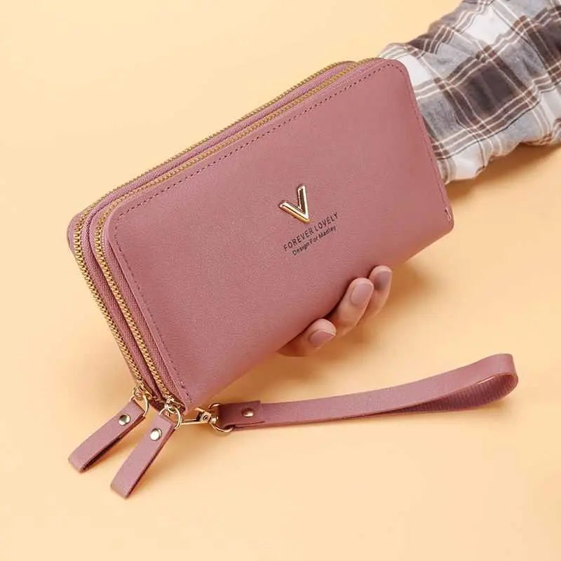 Women's Handbag Long Double Layer Zipper Large Capacity - AMIR BAGS INDIA PRIVATE LIMITED