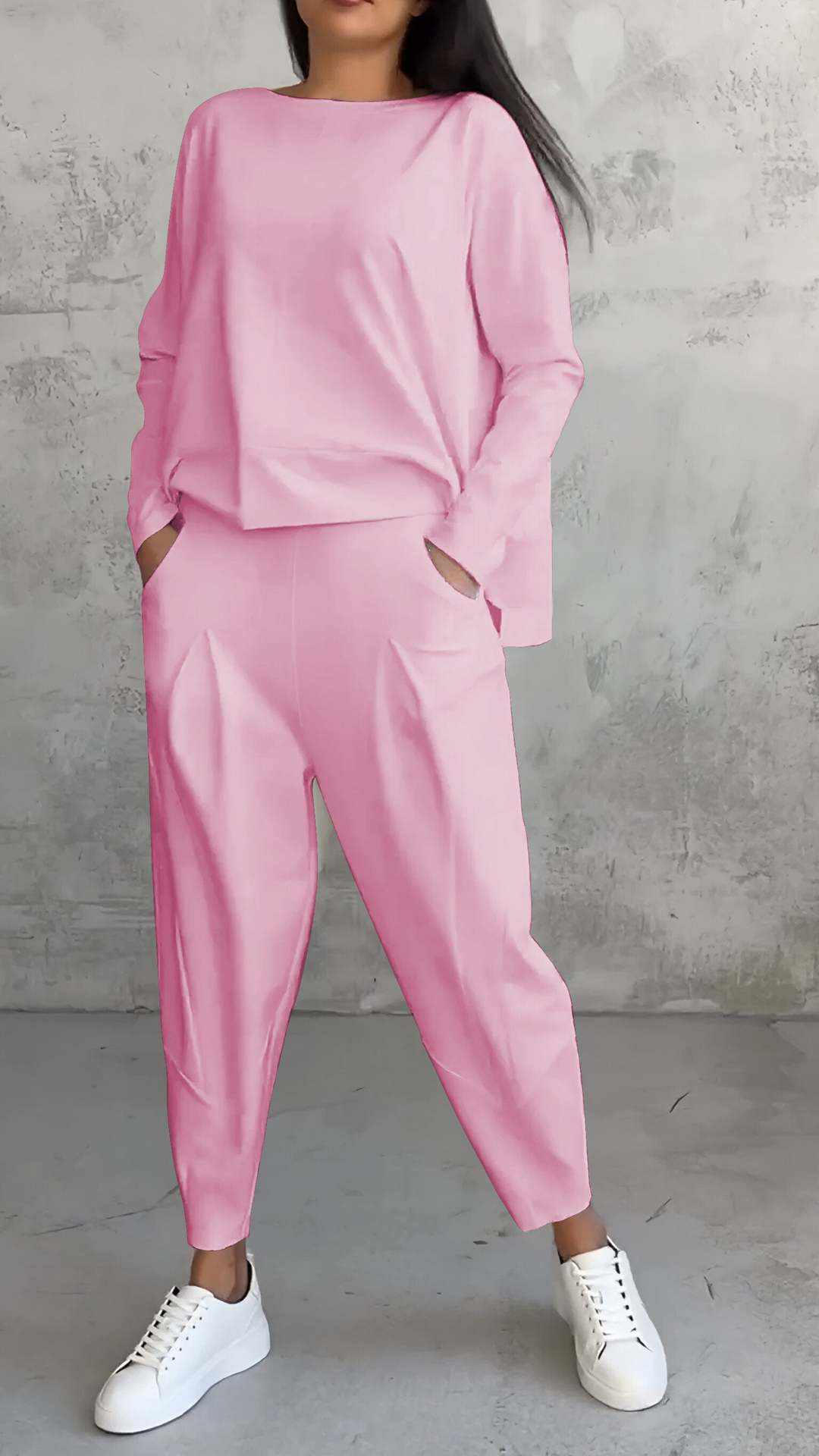 Women's Irregular Suit Long - sleeved Round Neck Top And Loose Harem Pants With Pockets Ins Fashion Trousers Set Women's Clothing - AMIR BAGS INDIA PRIVATE LIMITED
