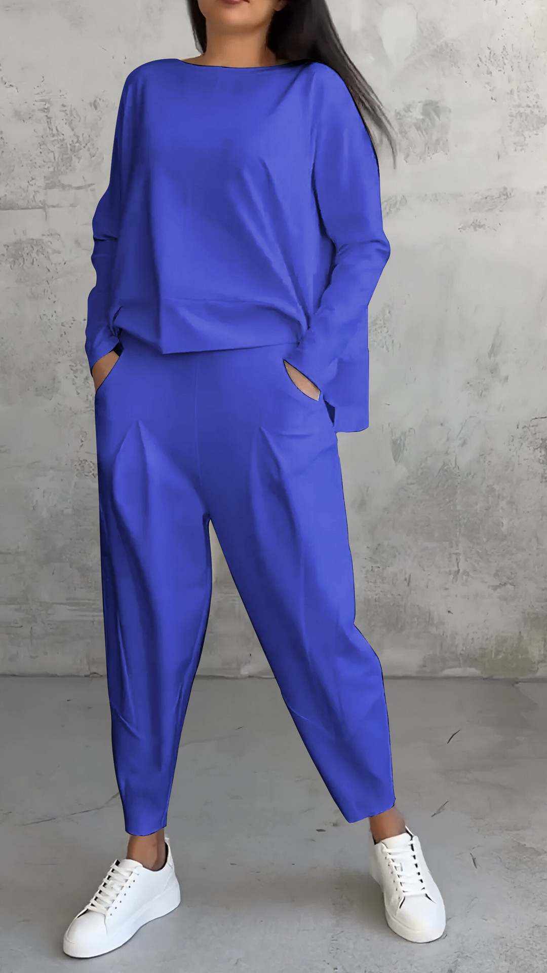Women's Irregular Suit Long - sleeved Round Neck Top And Loose Harem Pants With Pockets Ins Fashion Trousers Set Women's Clothing - AMIR BAGS INDIA PRIVATE LIMITED