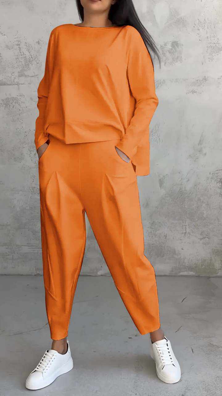 Women's Irregular Suit Long - sleeved Round Neck Top And Loose Harem Pants With Pockets Ins Fashion Trousers Set Women's Clothing - AMIR BAGS INDIA PRIVATE LIMITED