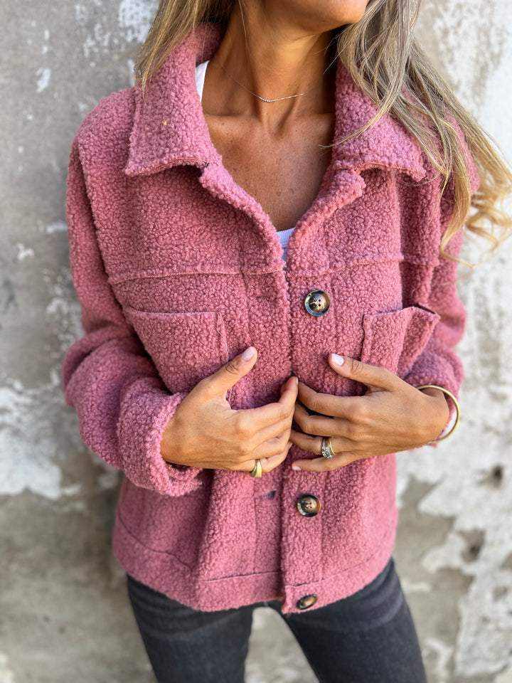 Women's Lapel Single Breasted Lamb Wool Coat - AMIR BAGS INDIA PRIVATE LIMITED