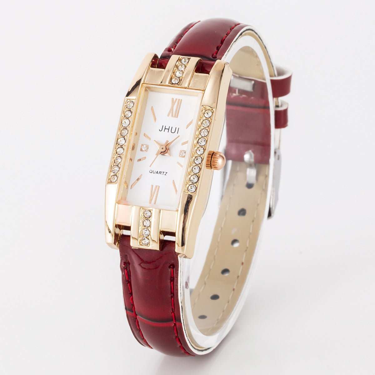 Women's Leisure Slub Pattern Thin Belt Comfortable Luxury Small Diamond Watch - AMIR BAGS INDIA PRIVATE LIMITED