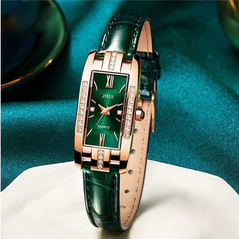 Women's Leisure Slub Pattern Thin Belt Comfortable Luxury Small Diamond Watch - AMIR BAGS INDIA PRIVATE LIMITED