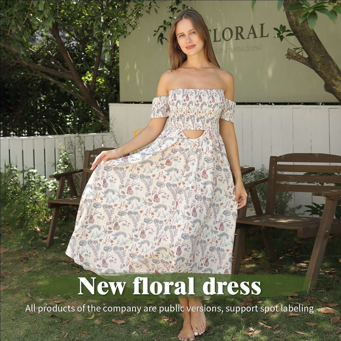 Women's Off Shoulder Strapless Floral Dress - AMIR BAGS INDIA PRIVATE LIMITED