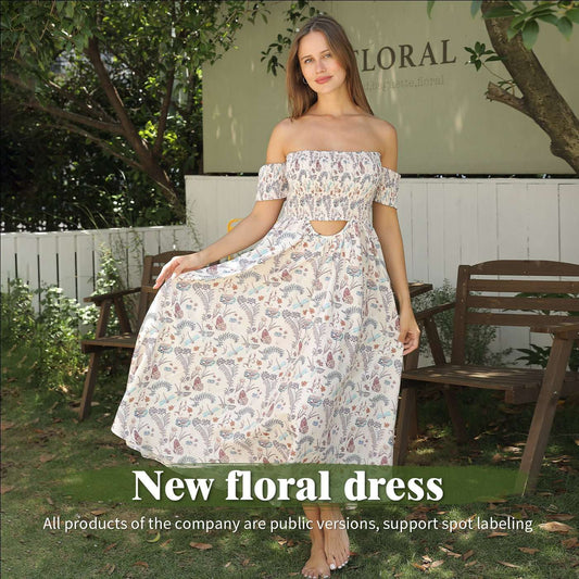 Women's Off Shoulder Strapless Floral Dress - AMIR BAGS INDIA PRIVATE LIMITED