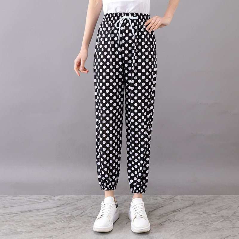 Women's Plus - sized Ice Silk Elastic Pants Cropped Straight - AMIR BAGS INDIA PRIVATE LIMITED