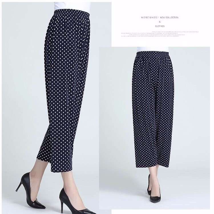 Women's Plus - sized Ice Silk Elastic Pants Cropped Straight - AMIR BAGS INDIA PRIVATE LIMITED