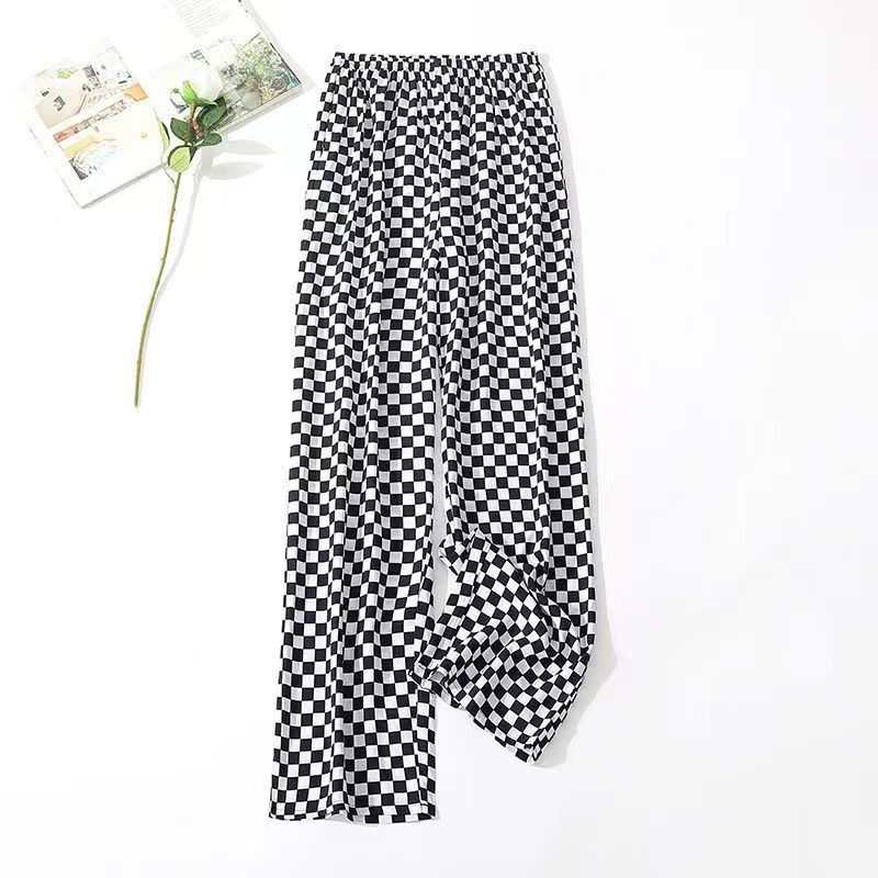 Women's Plus - sized Ice Silk Elastic Pants Cropped Straight - AMIR BAGS INDIA PRIVATE LIMITED