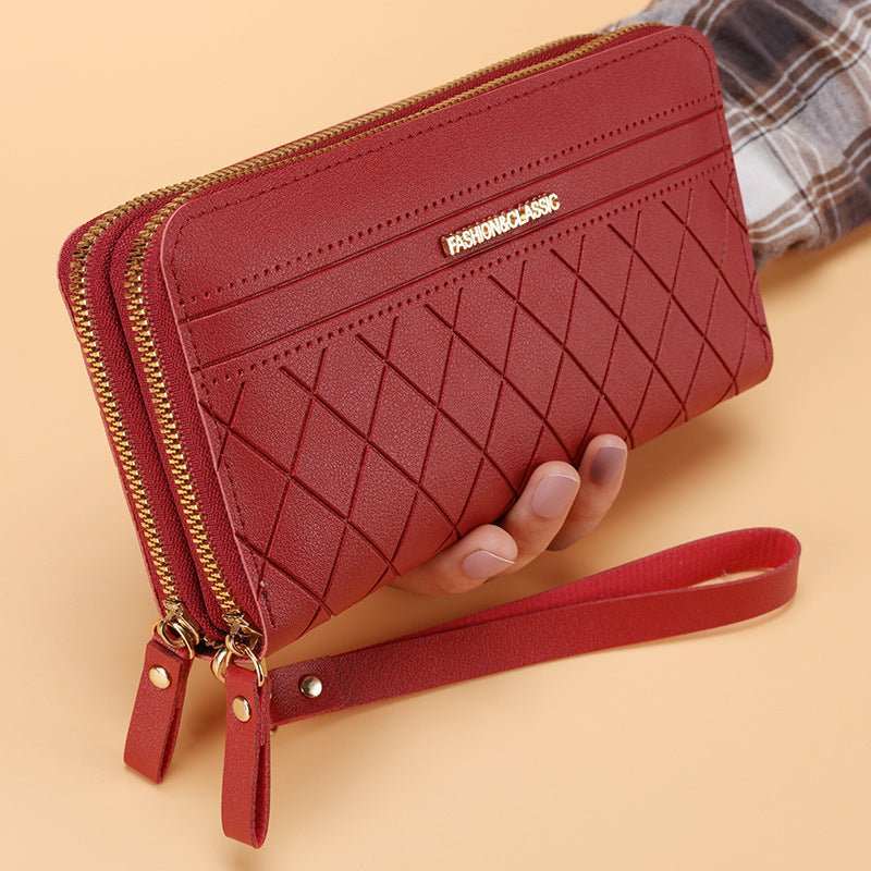 Women's Simple Double Zipper Multiple Card Slots Long Wallet - AMIR BAGS INDIA PRIVATE LIMITED