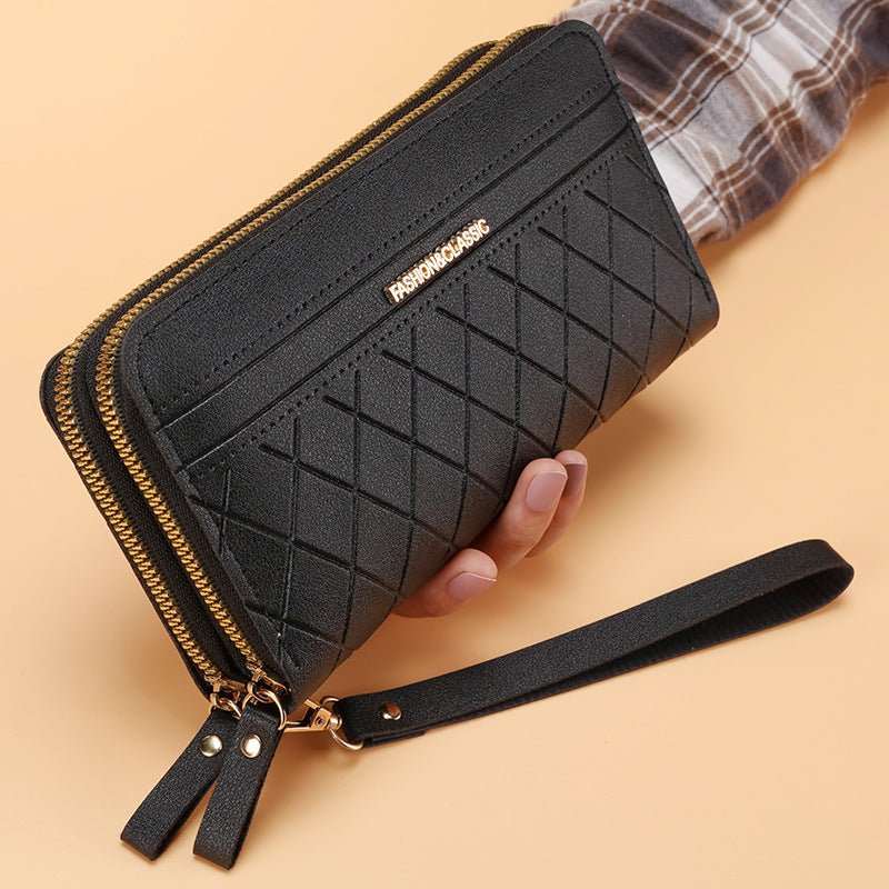 Women's Simple Double Zipper Multiple Card Slots Long Wallet - AMIR BAGS INDIA PRIVATE LIMITED