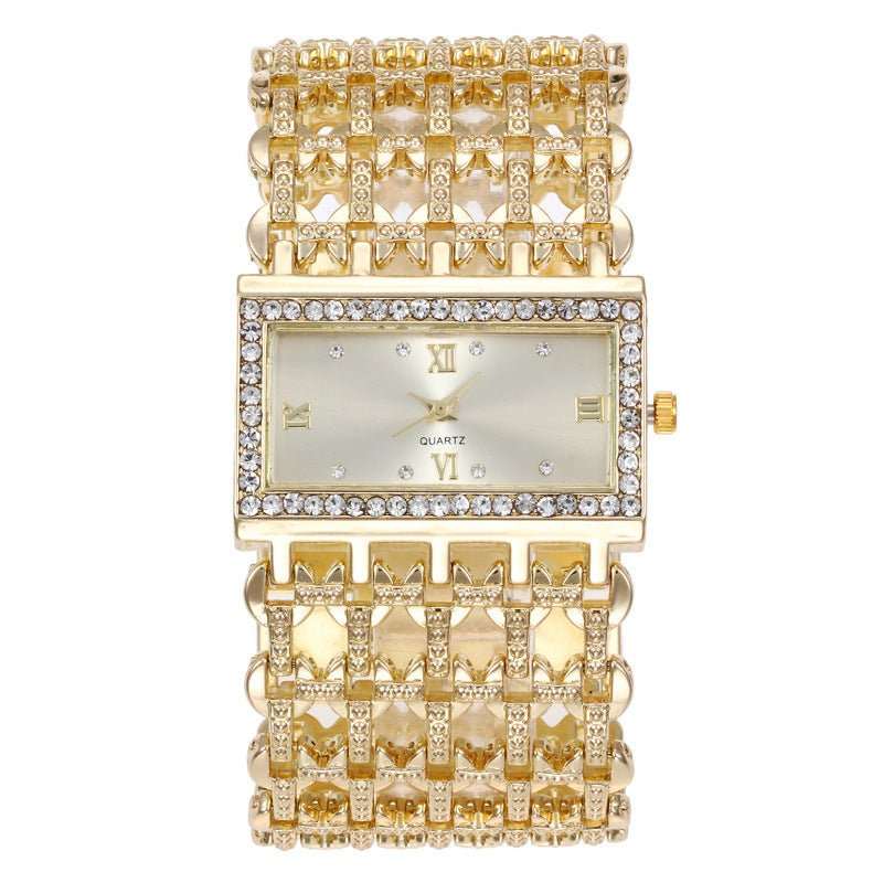 Women's Steel Band Diamond Watch Square Roman Rhinestone - AMIR BAGS INDIA PRIVATE LIMITED