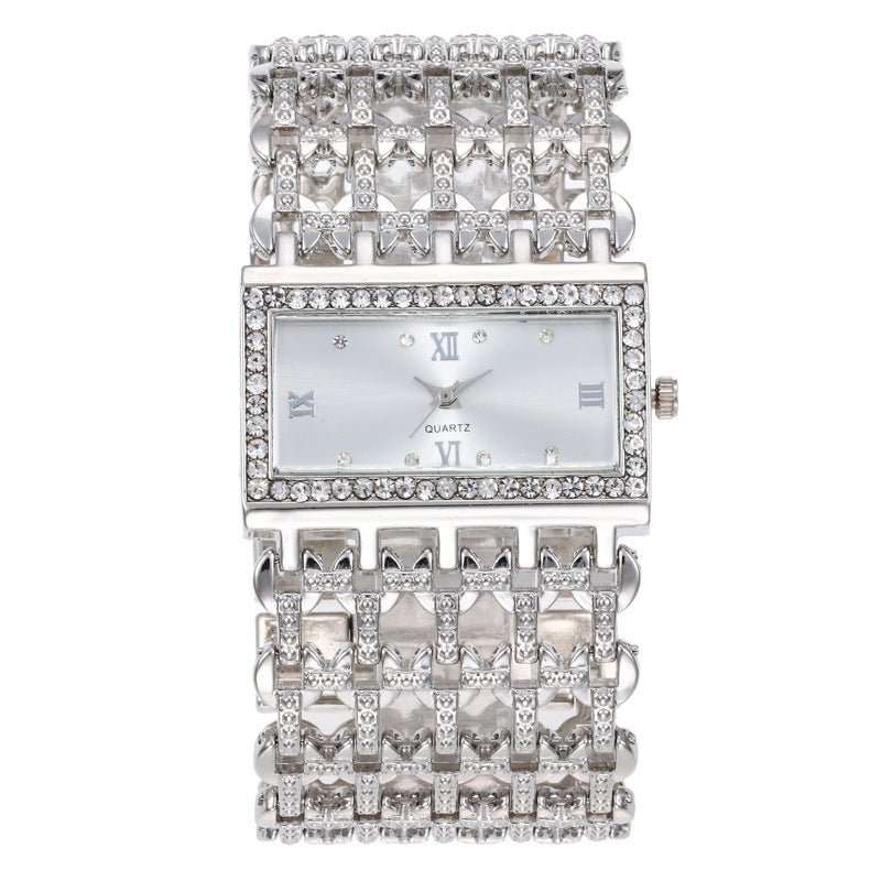 Women's Steel Band Diamond Watch Square Roman Rhinestone - AMIR BAGS INDIA PRIVATE LIMITED