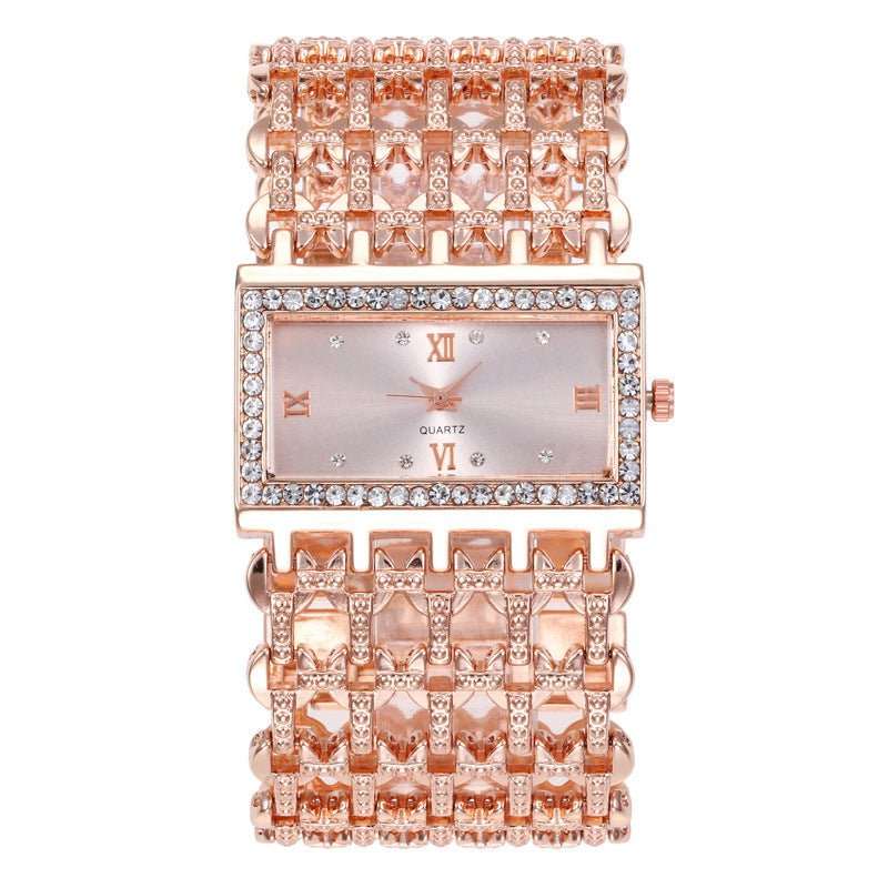 Women's Steel Band Diamond Watch Square Roman Rhinestone - AMIR BAGS INDIA PRIVATE LIMITED