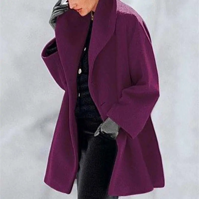 Women's Trendy Clothes Multi - color Round Neck Loose Sweater Woolen Coat Solid Casual Coat For Autumn And Winter - AMIR BAGS INDIA PRIVATE LIMITED
