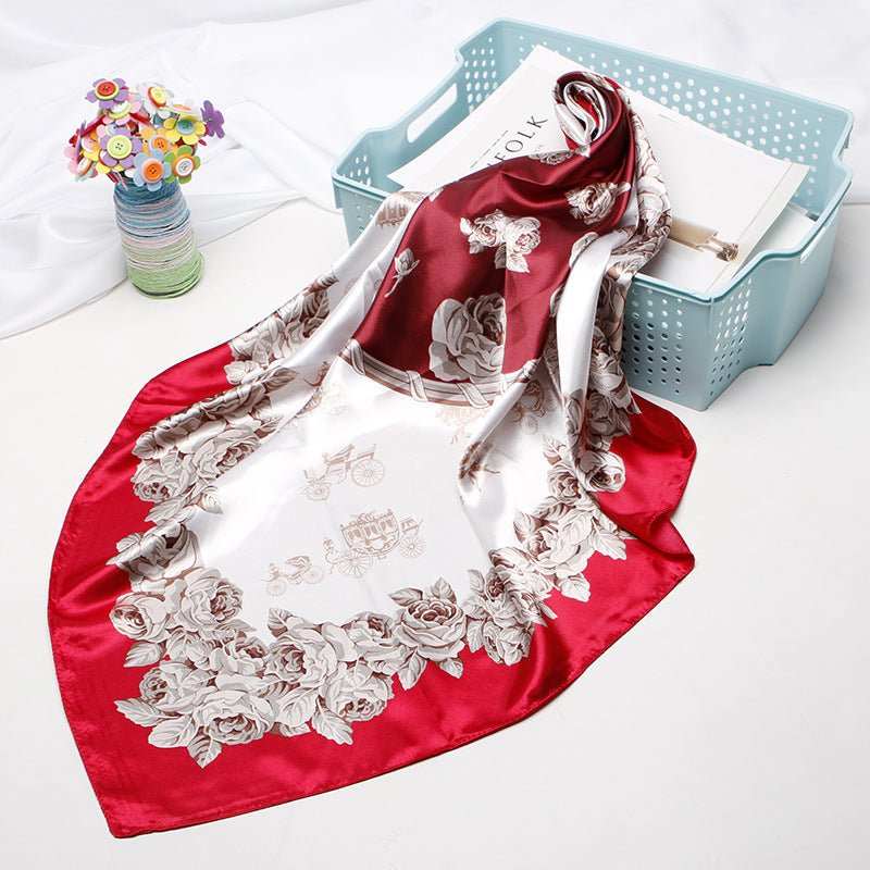 Women's Vintage Printed Silk Scarf - AMIR BAGS INDIA PRIVATE LIMITED
