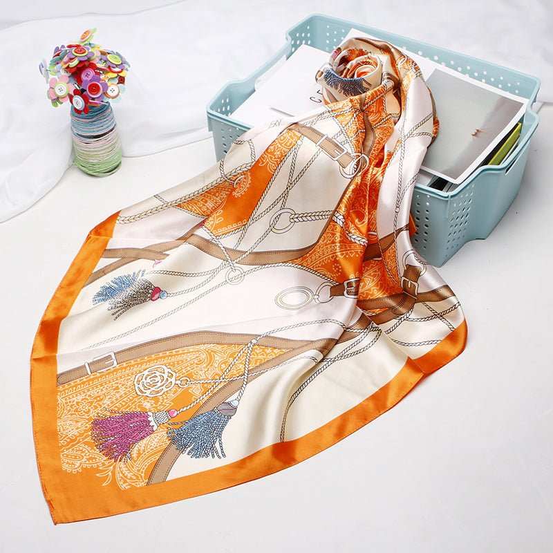 Women's Vintage Printed Silk Scarf - AMIR BAGS INDIA PRIVATE LIMITED